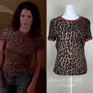 Extremely Rare Leopard Print Designer Top ASO Lorelai Gilmore Girls Brown Pink